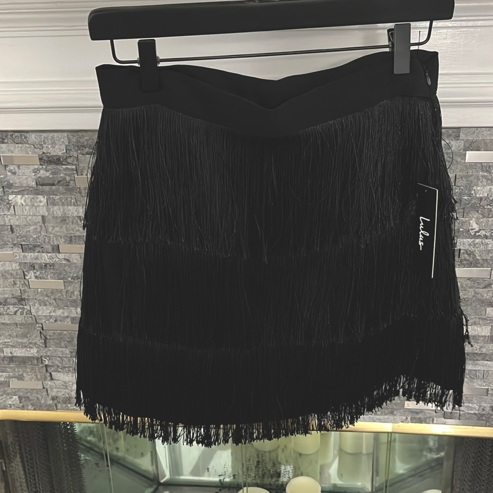 Black western fringe skirt